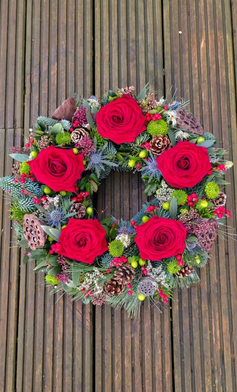 Floral Christmas Grave Wreath