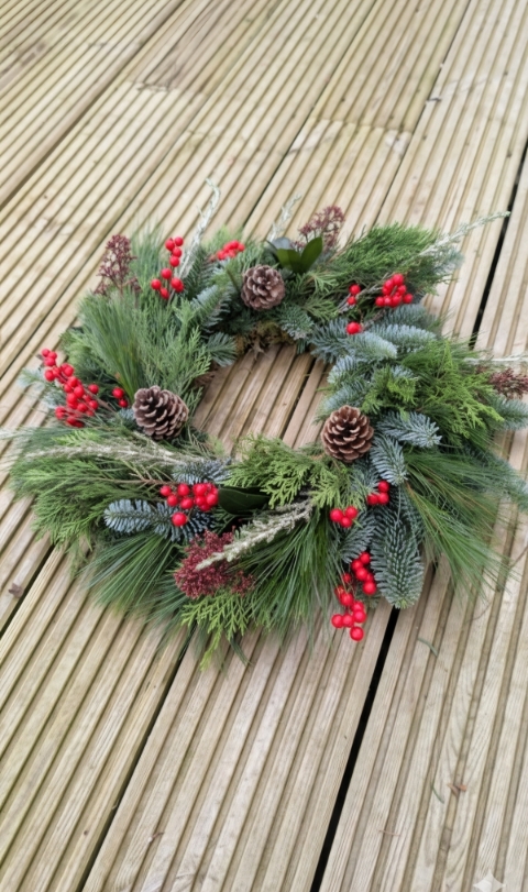 Berry Christmas Grave Wreath